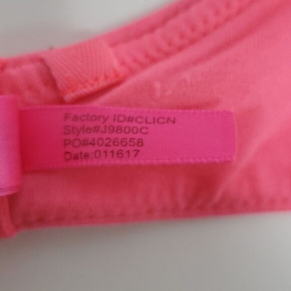 Betsey Johnson Neon Pink Rhinestone Push Up Bra Size 32D - Picture 11 of 11